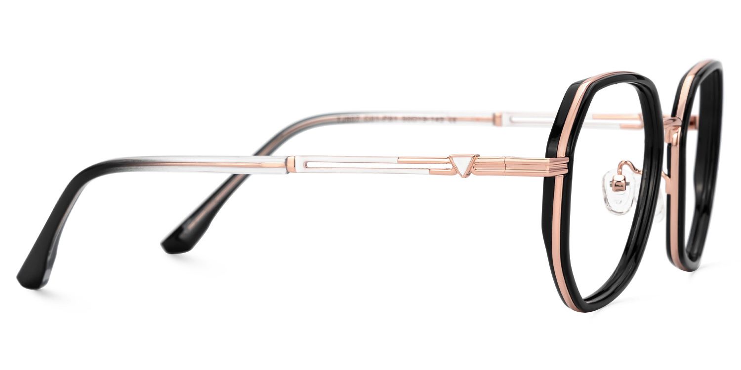 Frazier Mixed-Materials Geometric Black Frame Glasses | ZEELOOL UK2