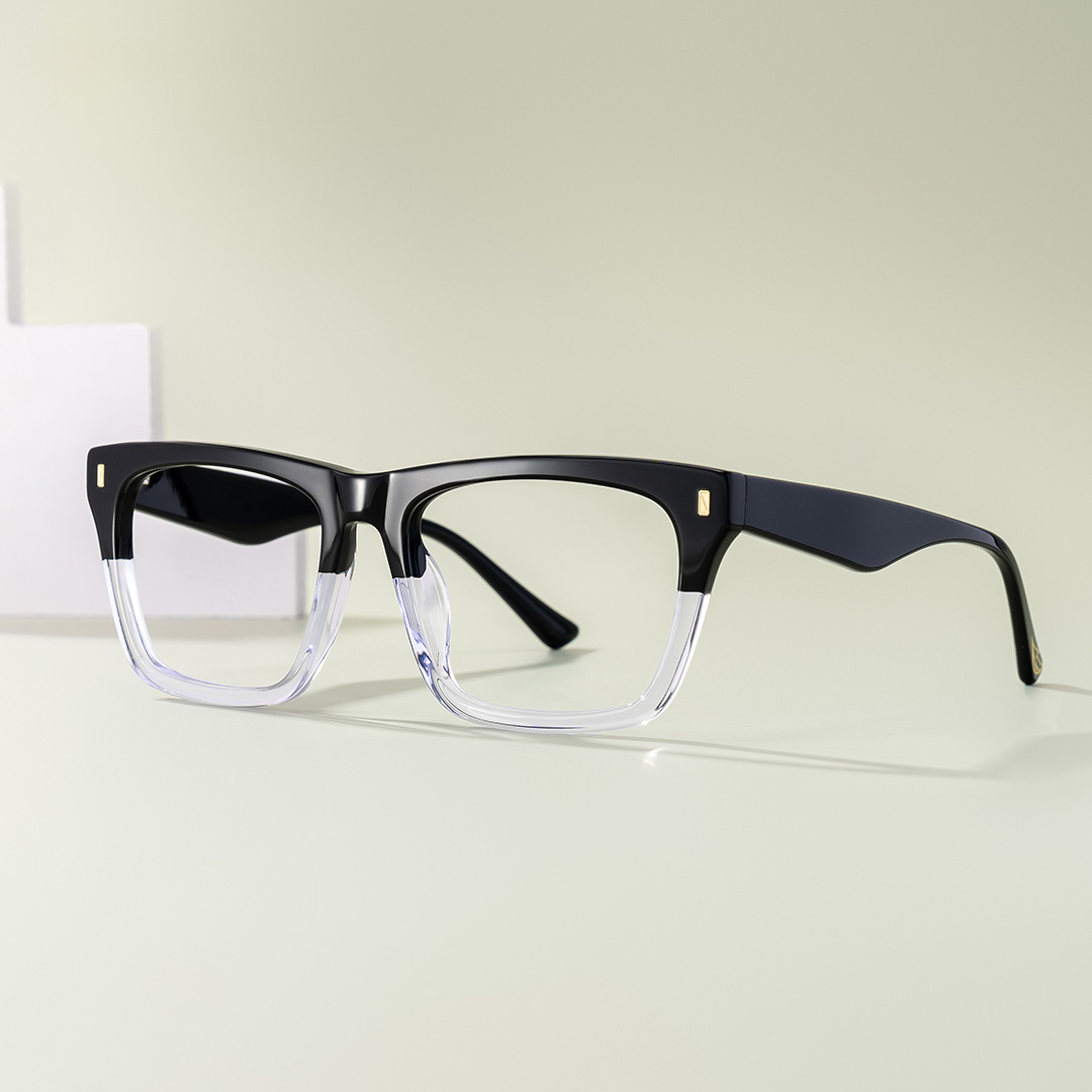 ZEELOOL Brookins Rectangle Black Crystal Glasses
