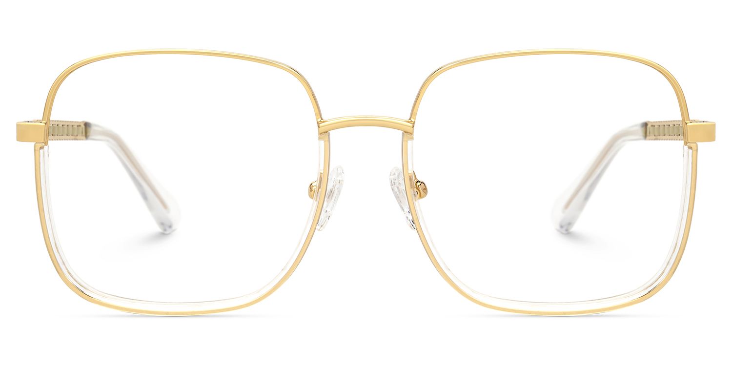 Perfecta Square Clear and Gold Prescription Glasses | ZEELOOL UK0