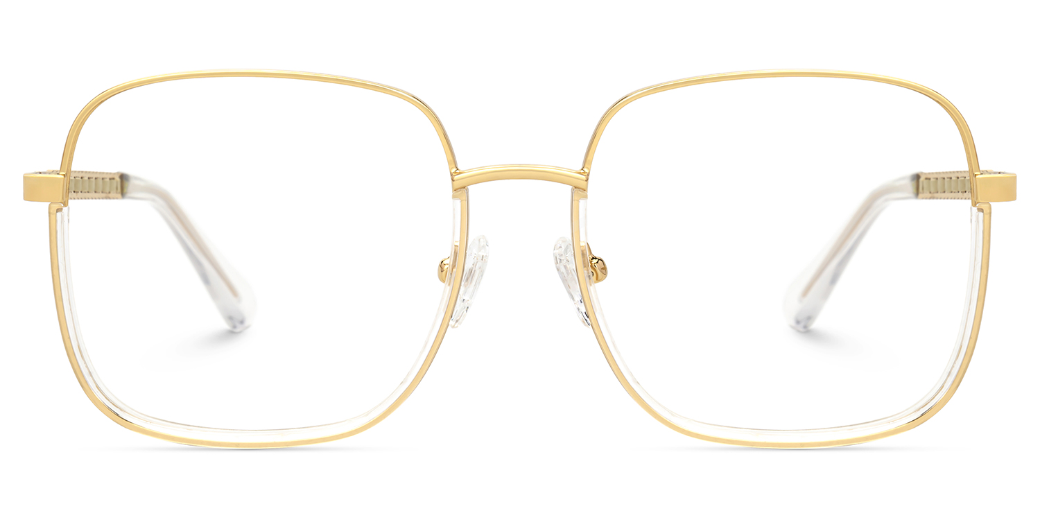 Perfecta Square Clear and Gold Prescription Glasses | ZEELOOL UK0
