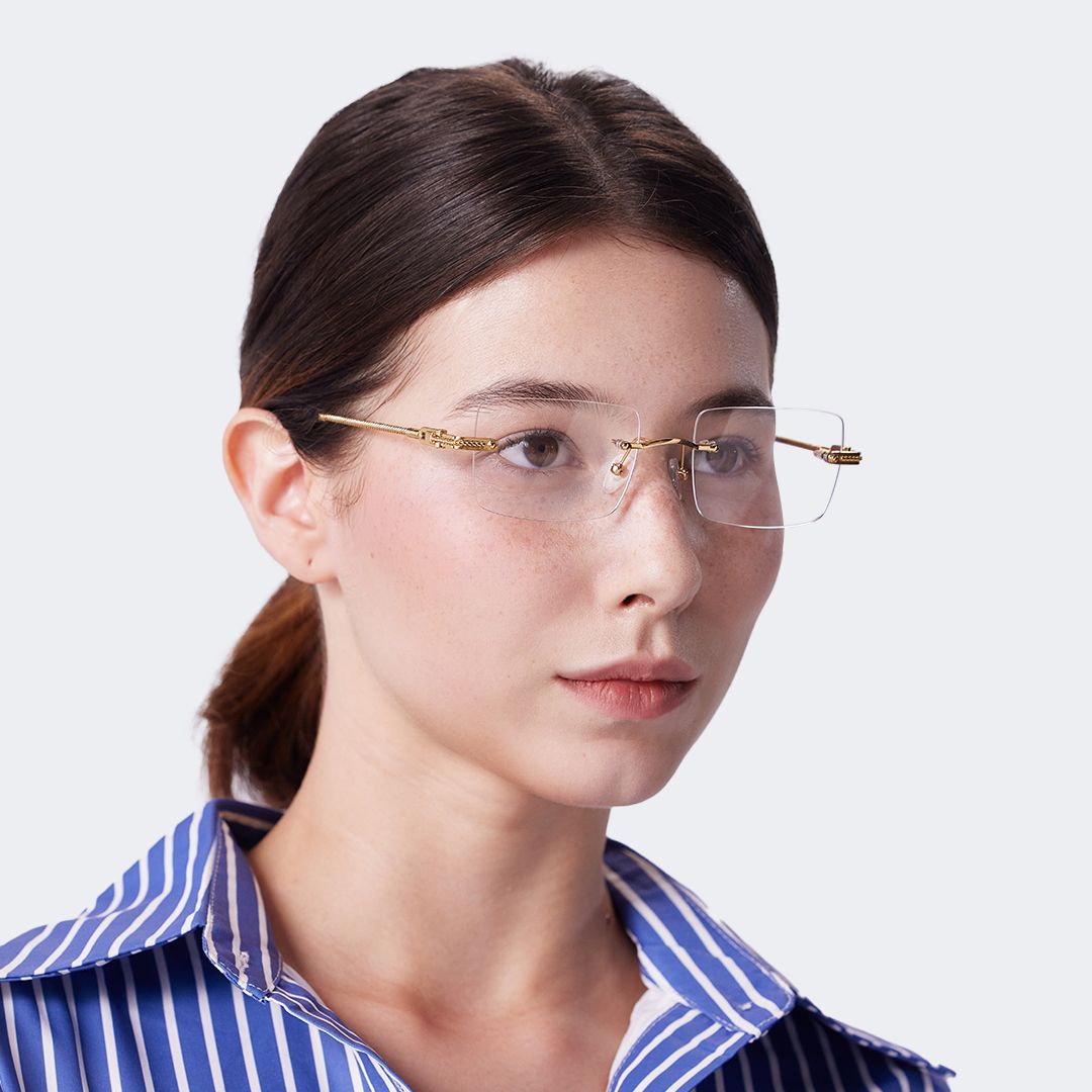 Gold Rimless Eyeglasses Frames With Adjustable Nose Pads6