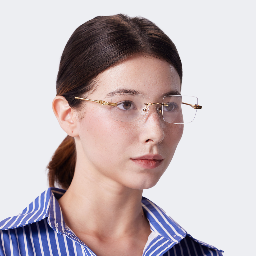 Gold Rimless Eyeglasses Frames With Adjustable Nose Pads6