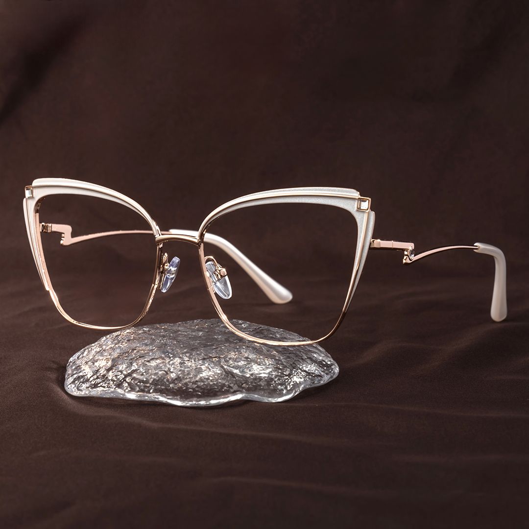 Mariely Cat Eye White Glasses | ZEELOOL UK0