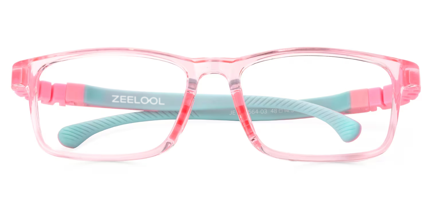 Arddin Rectangle Pink Frame Eyeglasses for Tweens0