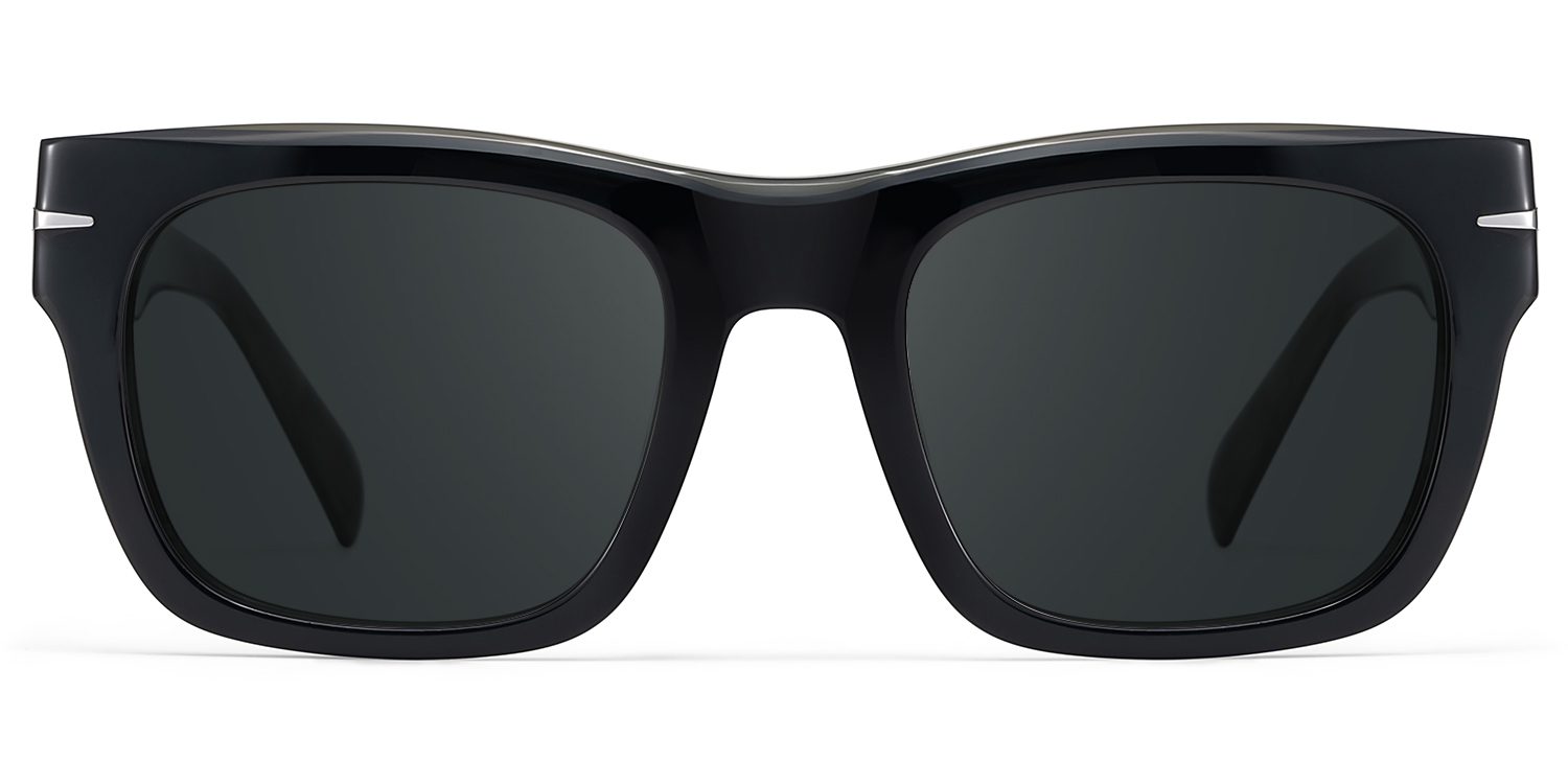 Renzo Rectangle Black Frame Polarized Sunglasses