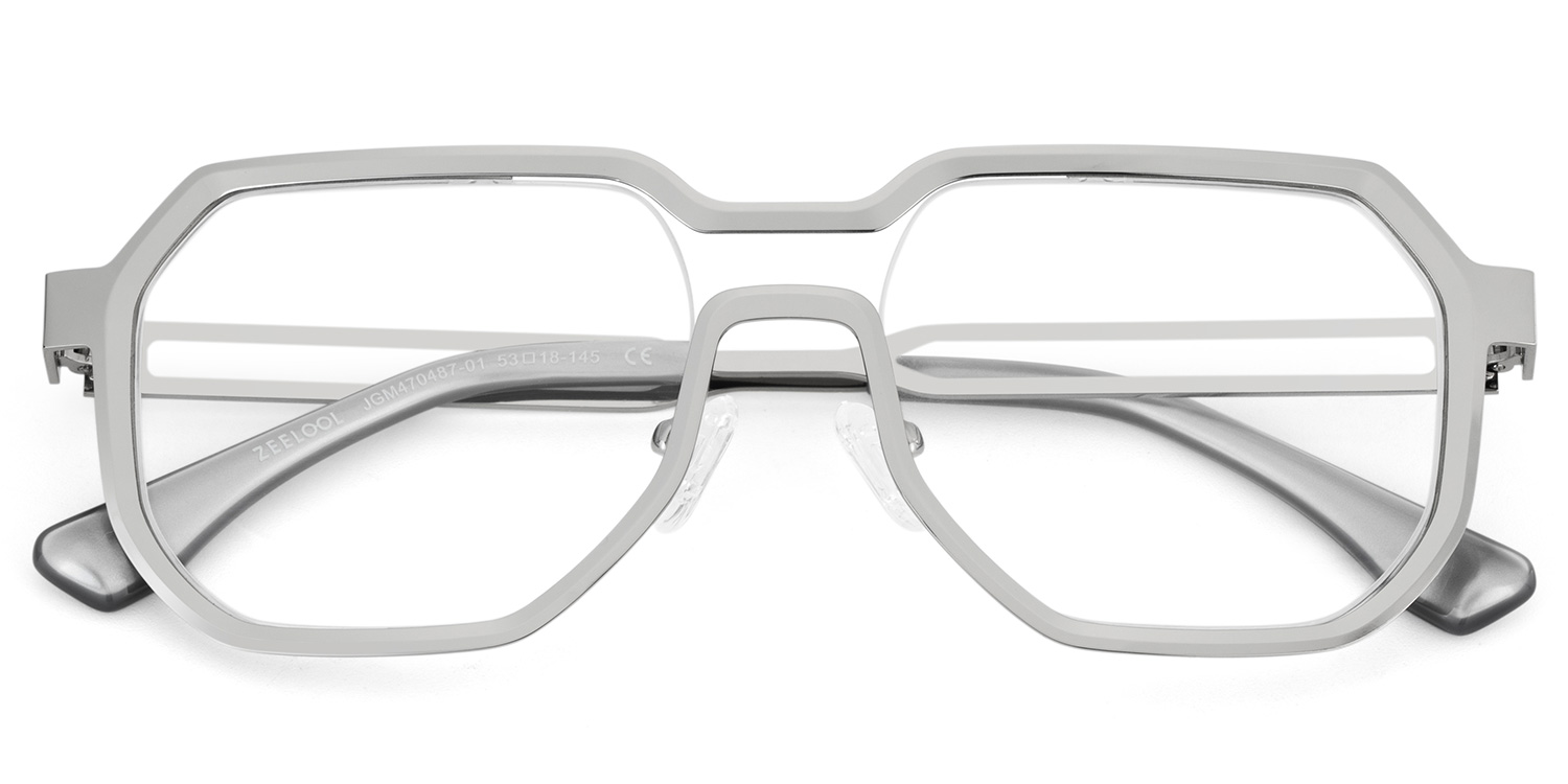 Men's Geometric Glasses in Silver Color3
