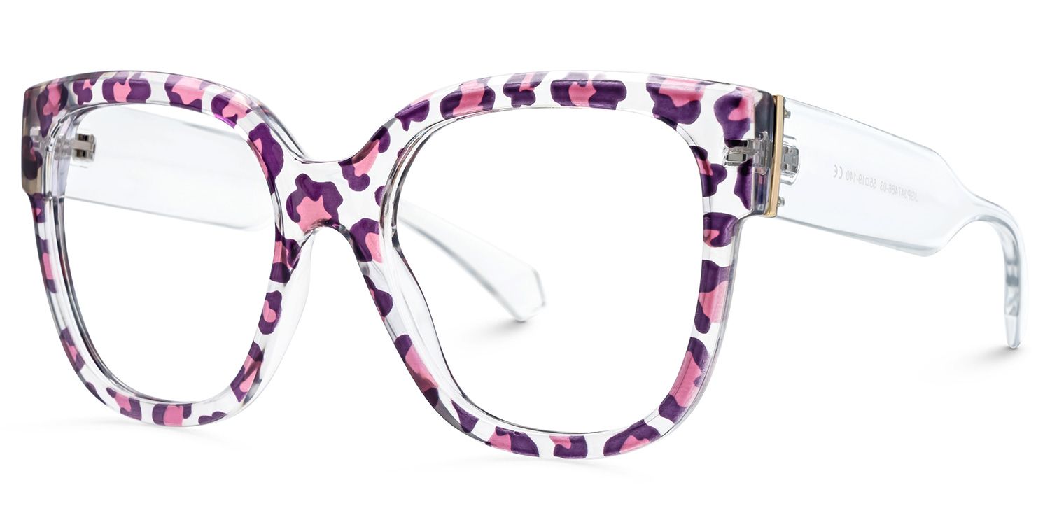 Reineke Purple Square Animal Print Eye Glasses2