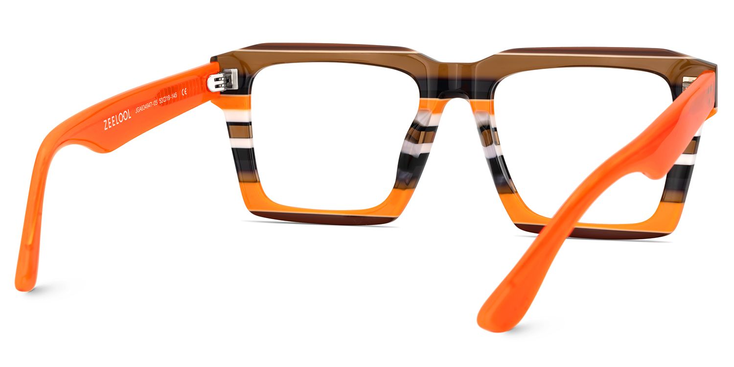 Large Square Prescription Glasses With Orange Brown Stripes5