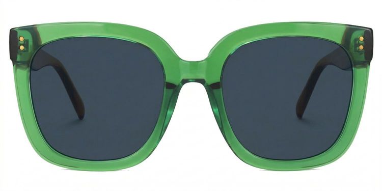 Ebony Square Green Glasses