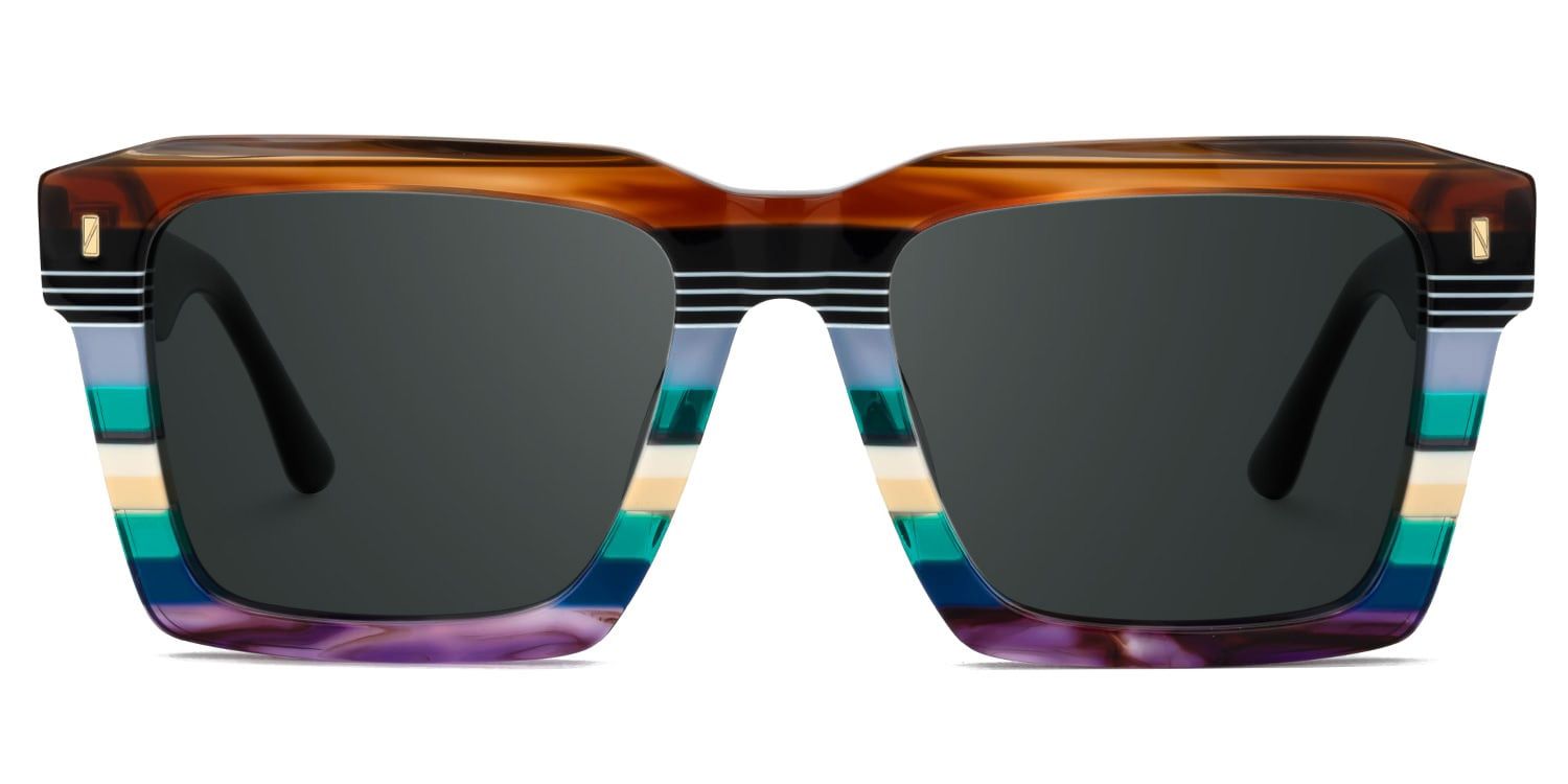 Kenish Acetate Multicolor Square Frame Sunglasses | ZEELOOL UK0