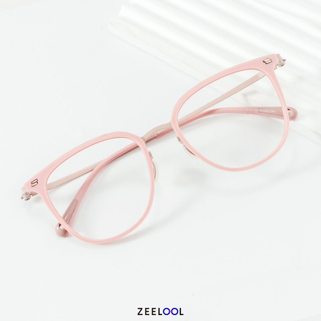 Gilliane Round Pink Glasses Thin Frame | ZEELOOL UK4