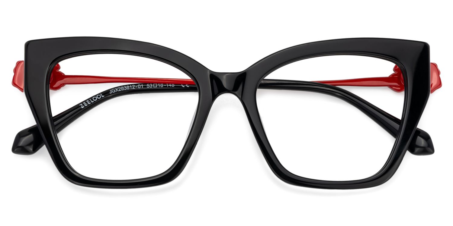 Black Butterfly Glasses With Red Rose | ZEELOOL UK1
