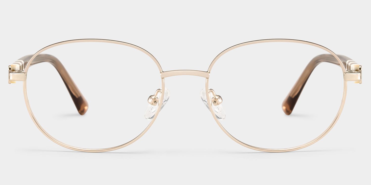 Willa Oval Light gold Frame Eyeglasses for Woman| ZEELOOL UK1