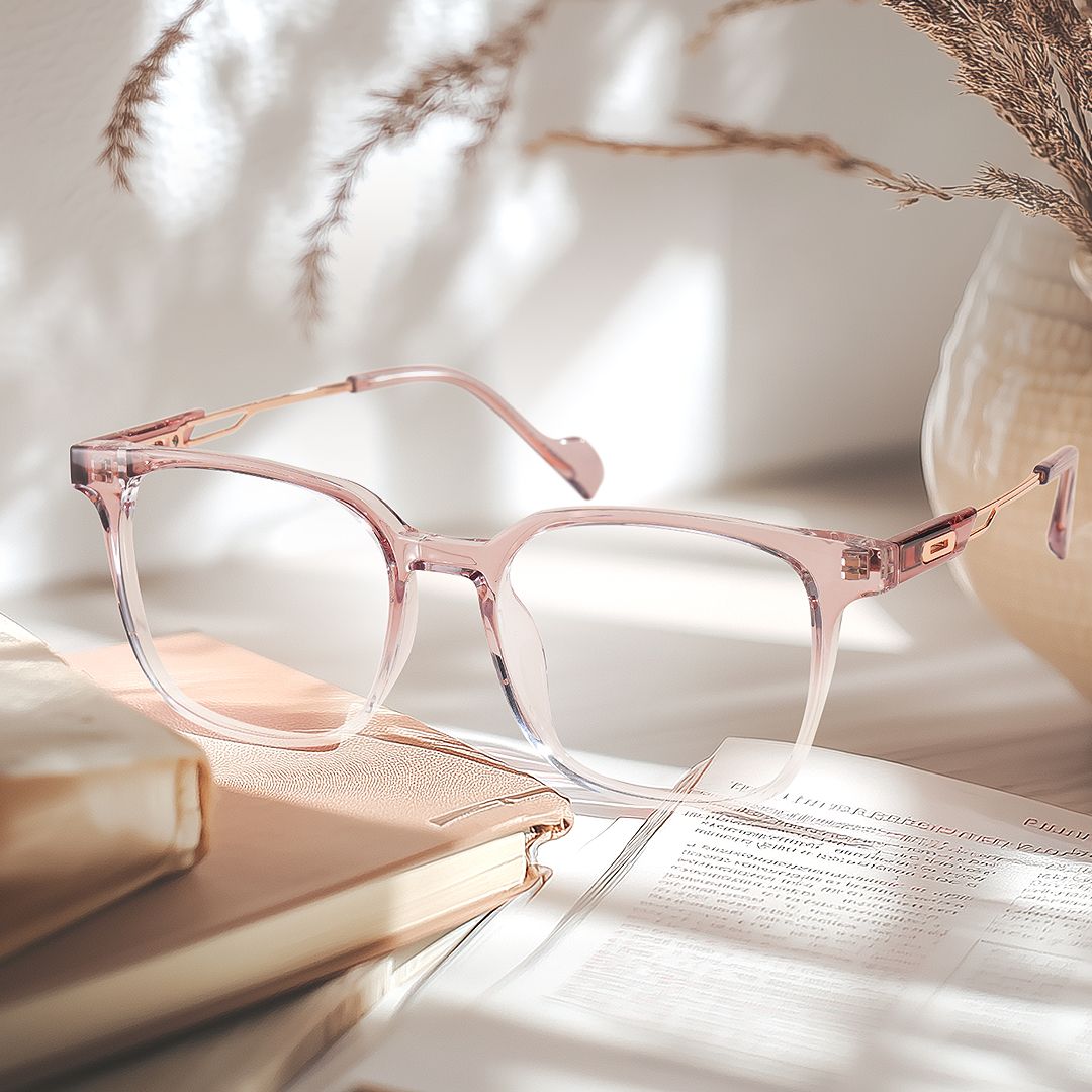 Chloe Pink Square Prescription Glasses | ZEELOOL UK6