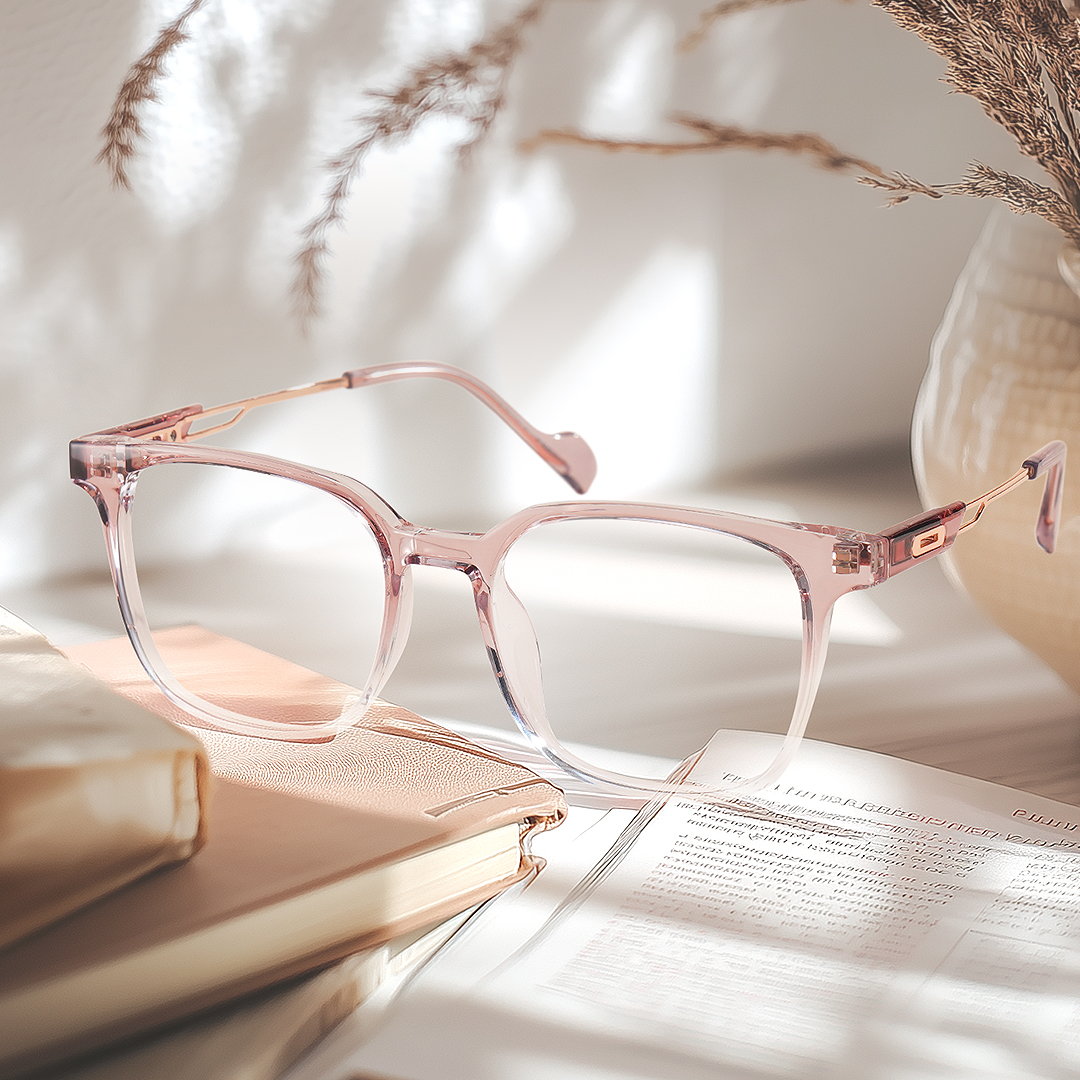 Chloe Pink Square Prescription Glasses | ZEELOOL UK6