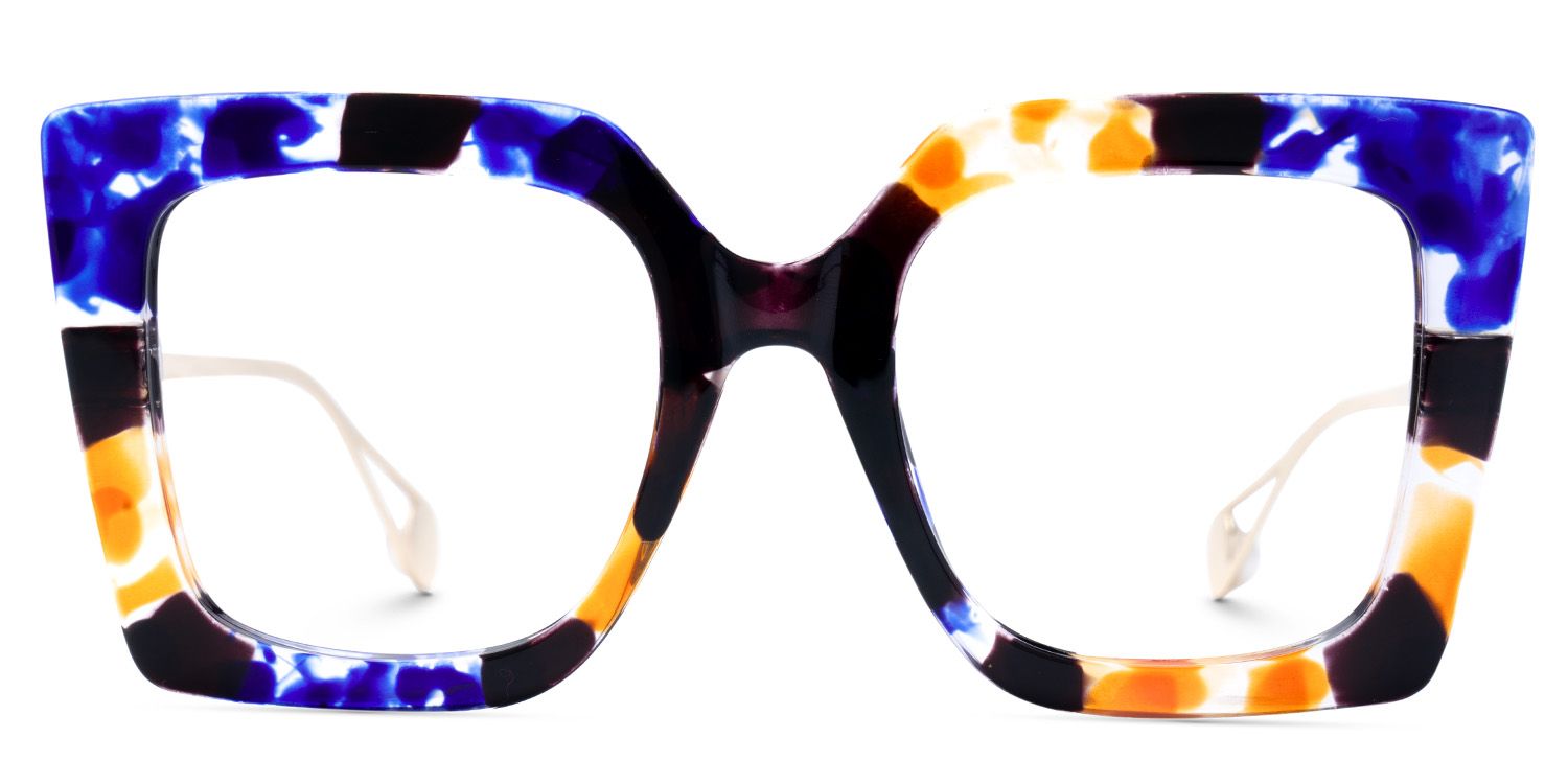 Qatar Square Blue/Black Eyeglasses & Floral Thick Frames0