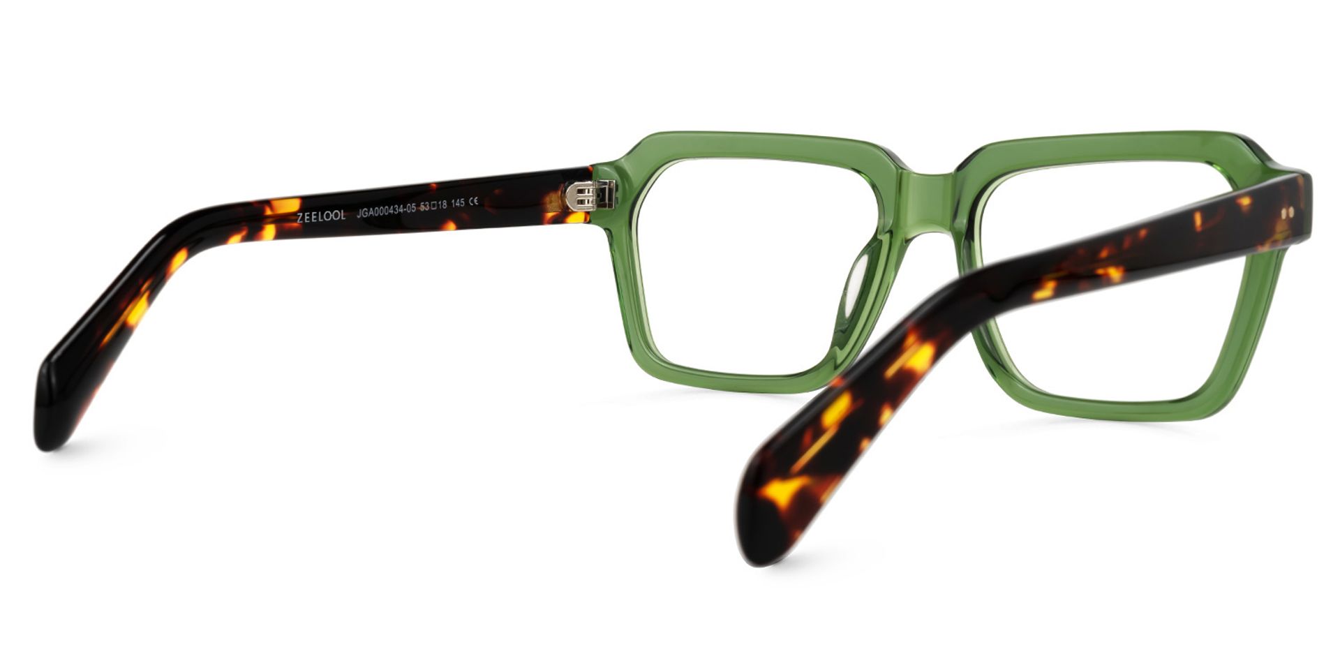 Richard Rectangle Green Eyeglasses and Tortoise Temples4