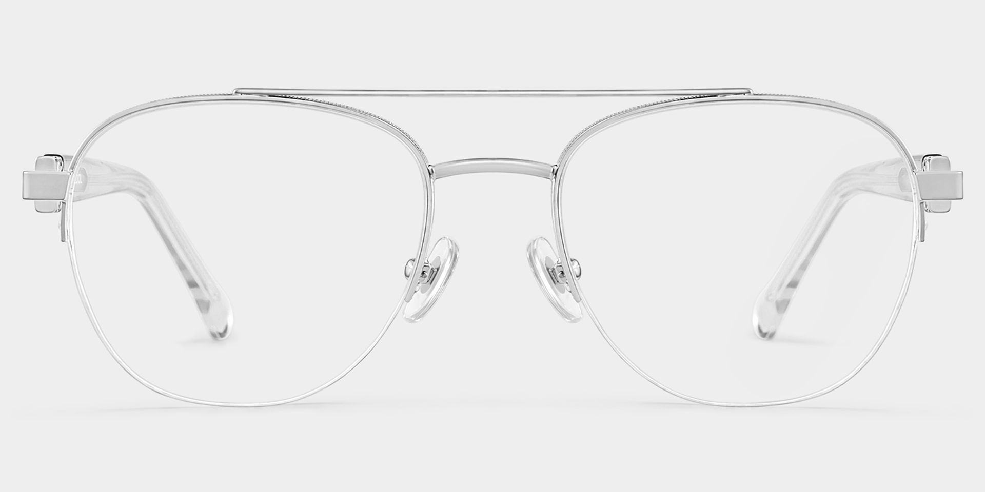 Emily Silver Frame Glasses with Aviator Frame Online | ZEELOOL0