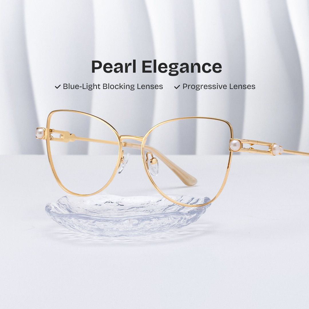 Gaga Eyeglasses in Cat Eye Gold Frame | ZEELOOL UK0