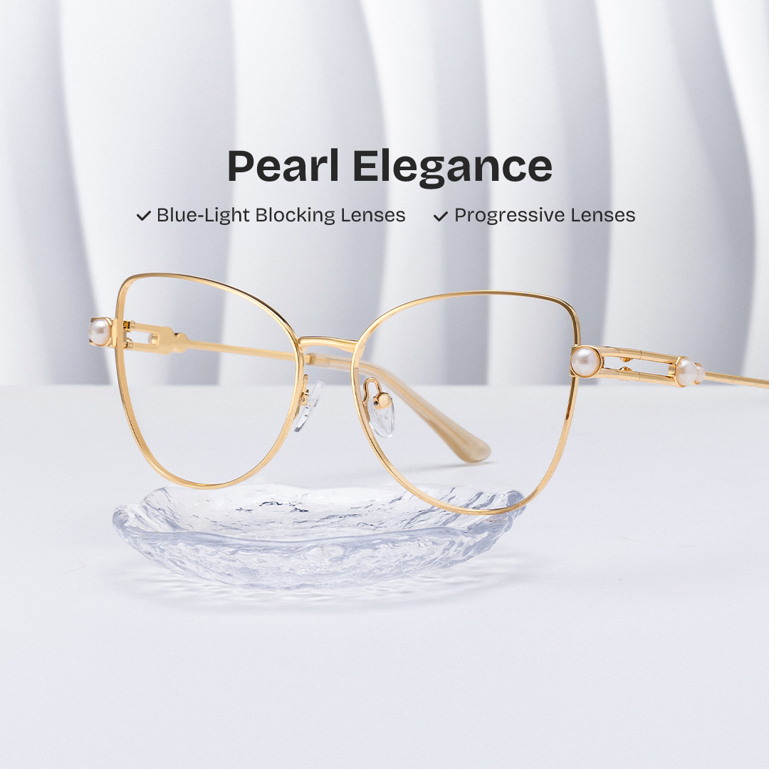 Gaga Eyeglasses in Cat Eye Gold Frame | ZEELOOL UK0