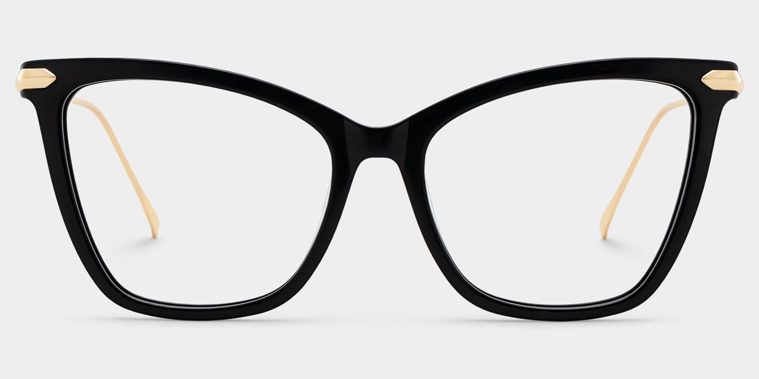 Hilary Butterfly Black Eyeglasses with Oversized Frames0