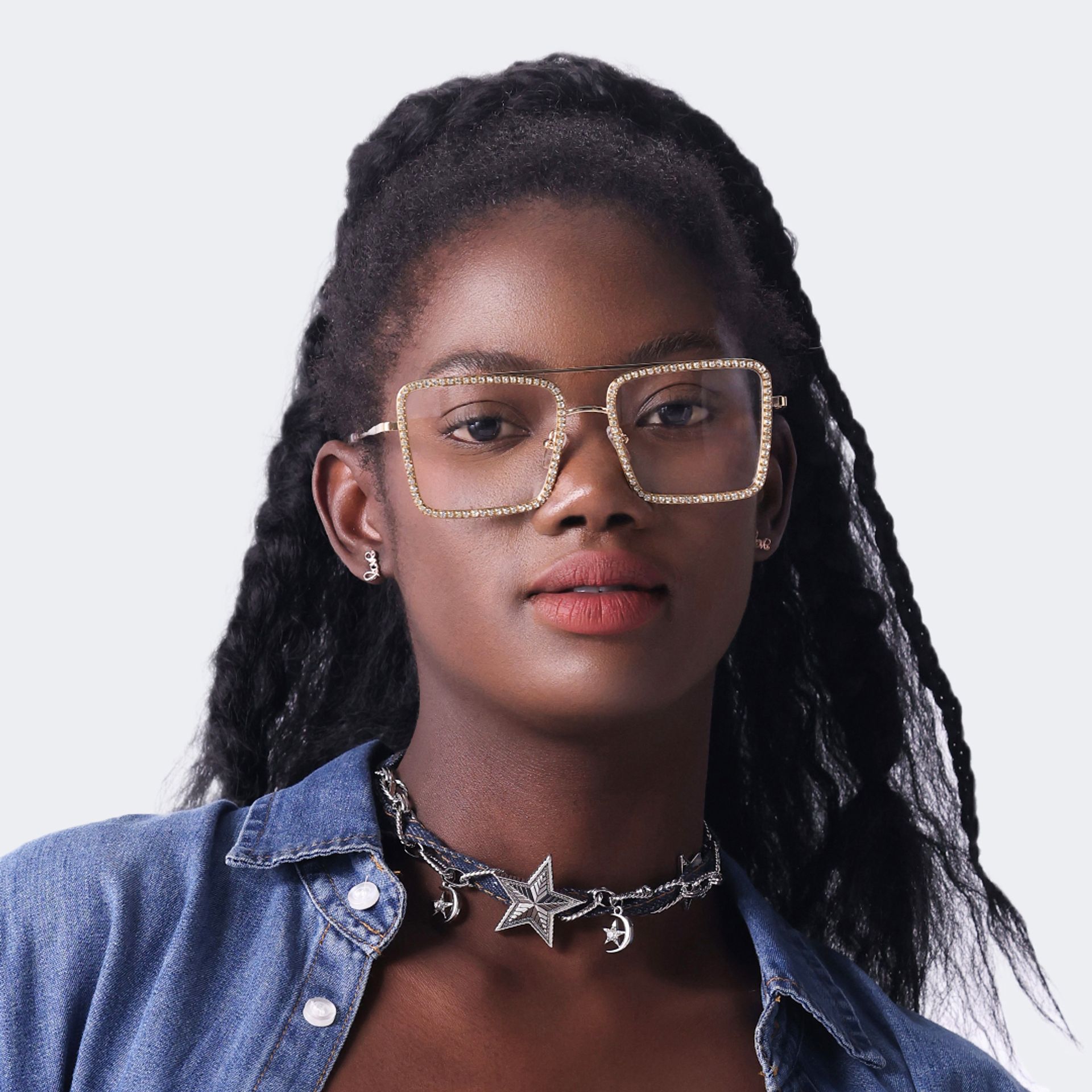 Diva Frame Glasses, Gold Glitter Sparkle Square Eyeglasses8