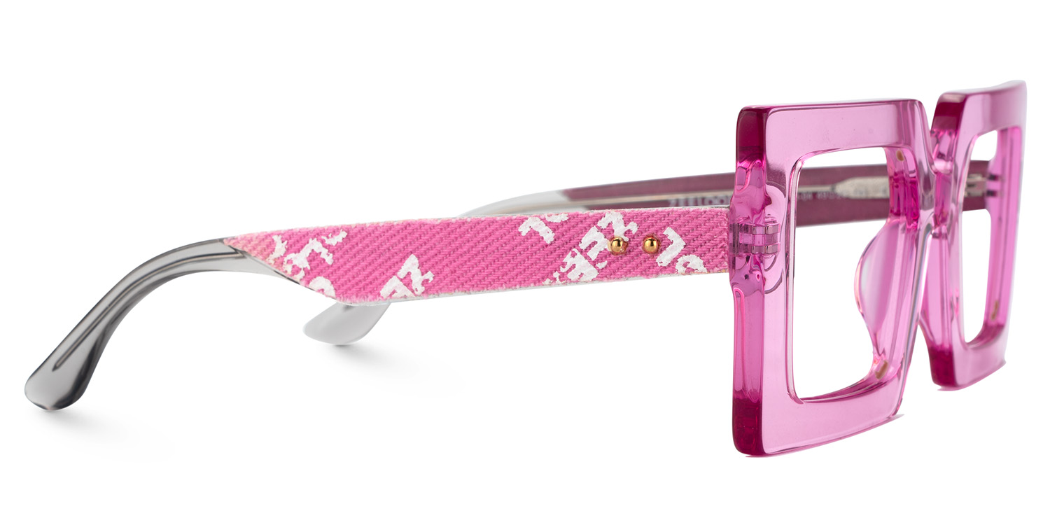 Tiffaney Square Transparent Pink Glasses4