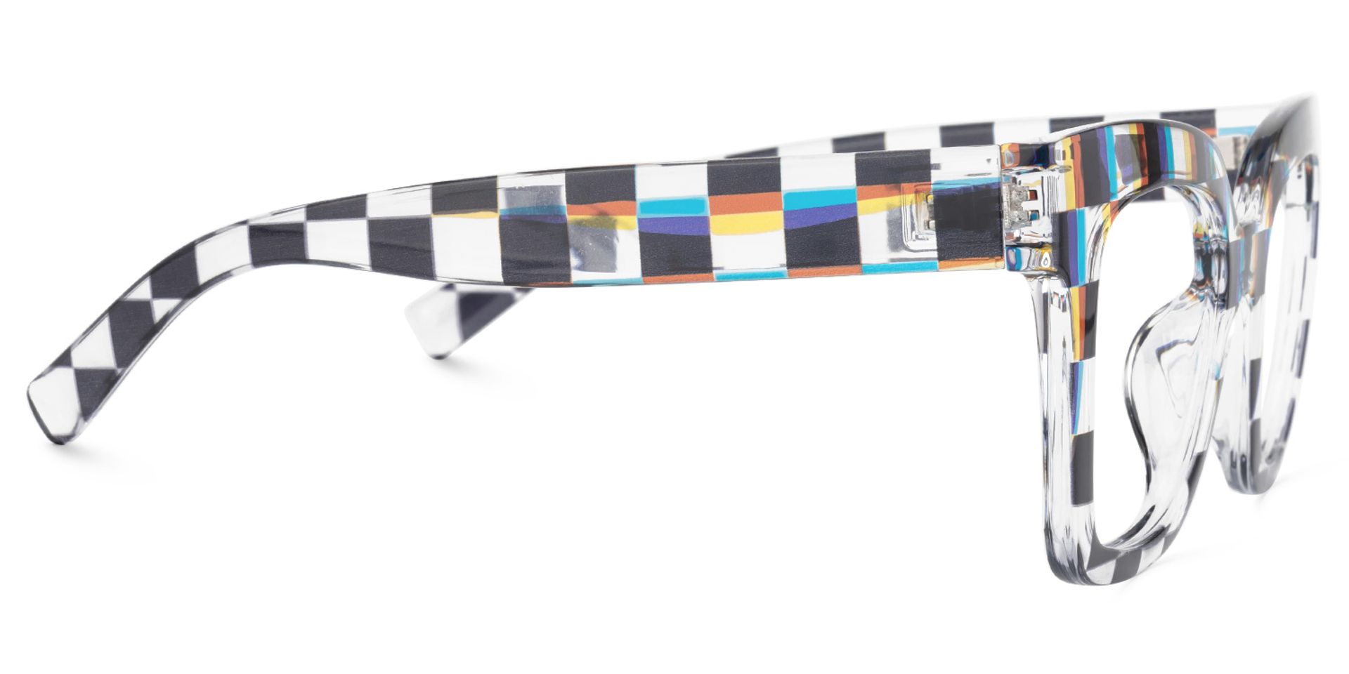 Geek Chic Malcolm Checkered Square Frame Glasses2