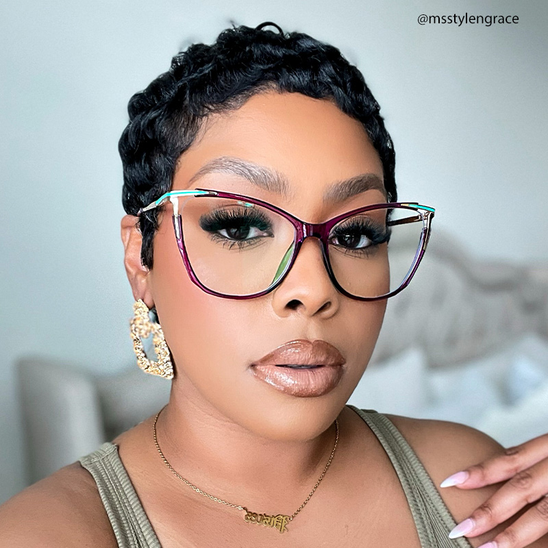 ZEELOOL Yomary Cateye Purple Glasses