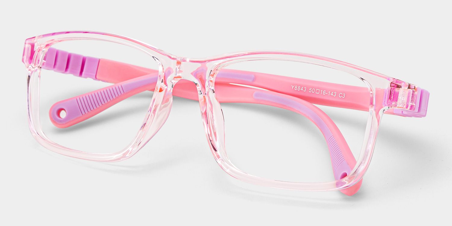 Clay Rectangle Pink Frame Eyeglasses for Teens1