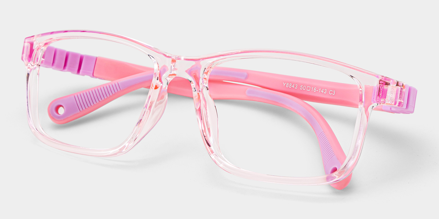 Clay Rectangle Pink Frame Eyeglasses for Teens1