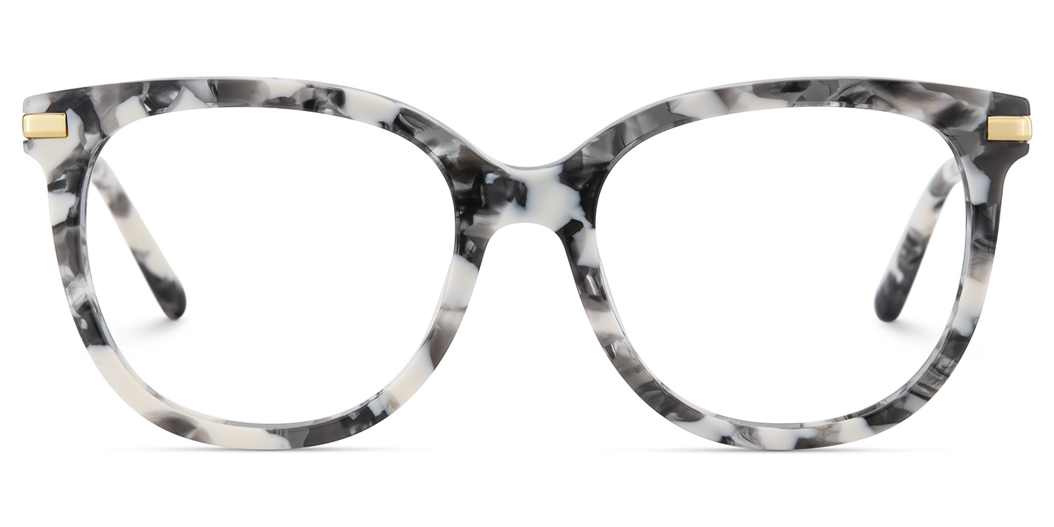 Round Grey Glasses With a Marble Pattern2