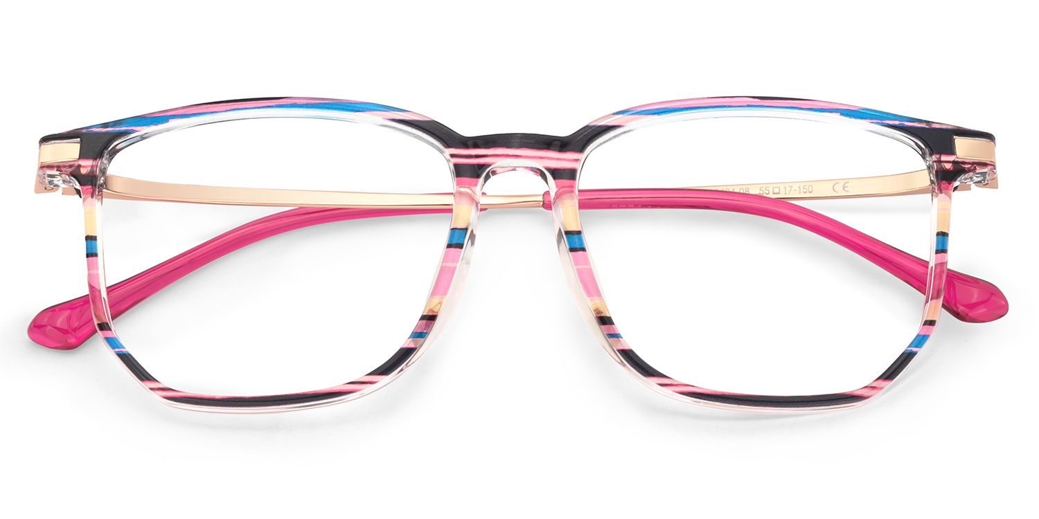 Fezell Black Pink Thin Frame Eyeglasses | ZEELOOL UK2