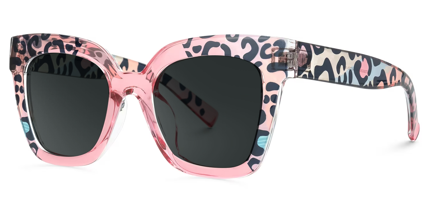 ZEELOOL Malcolm Square PinkLeopard Glasses