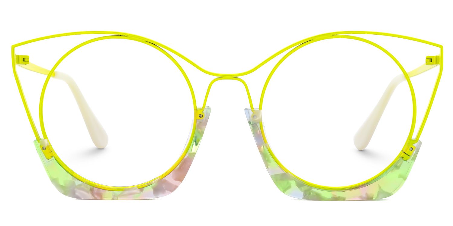 Designer Barbara Lime Green Cat Eye Glasses | ZEELOOL UK0