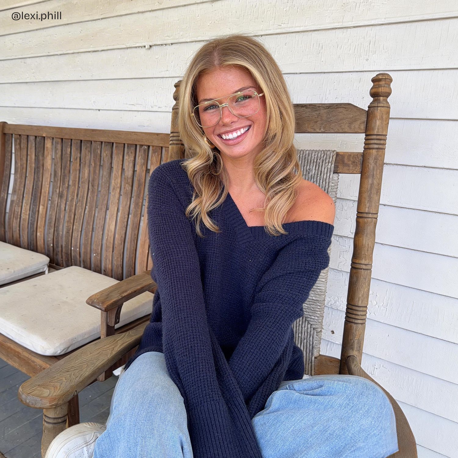 Poppy Gold Aviator Glasses | Striped Varsity Metal6