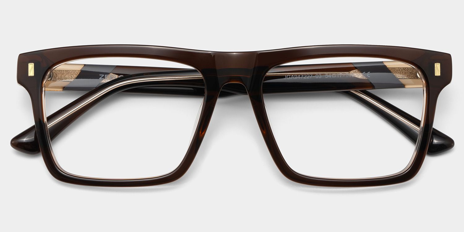 Rectangle Brown Eyeglasses- Henry Acetate Frame Glasses1