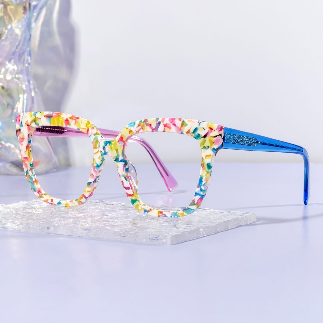 Square Mottled Glasses - Nina Acetate Frame Glasses0