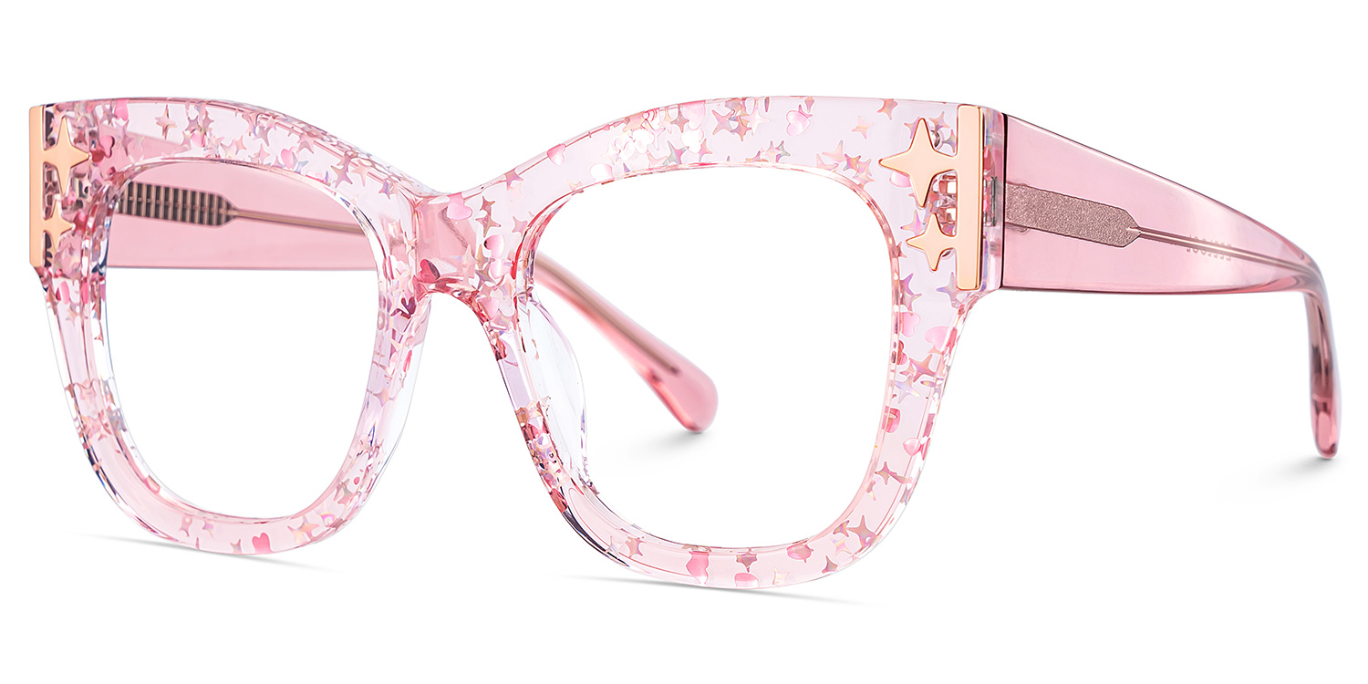 Minfia Square Pink Glasses3