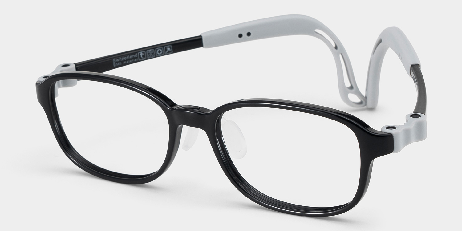 Bright Rectangle Black Frame Eyeglasses for Pre-tweens1