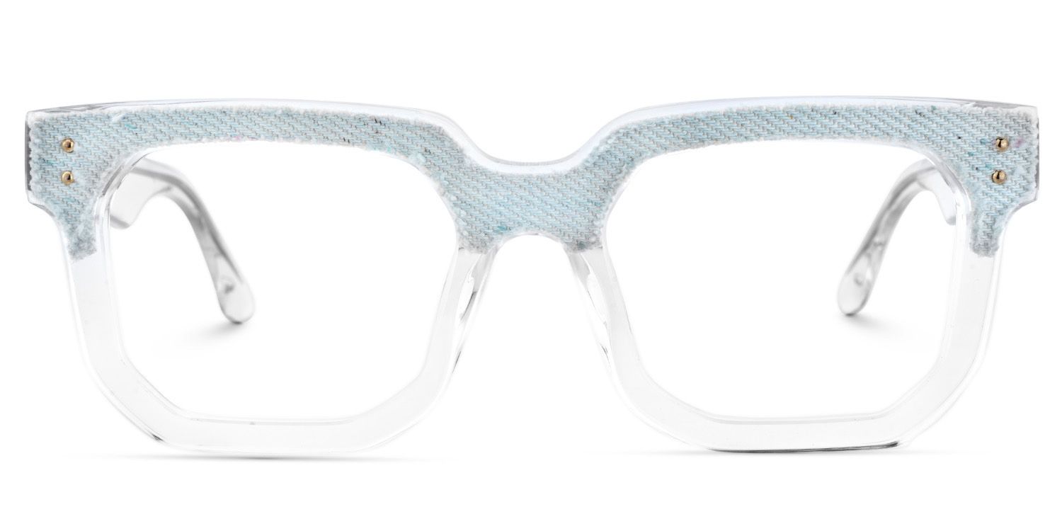 Men's Clear Glasses With Light Blue Denim Decorated1