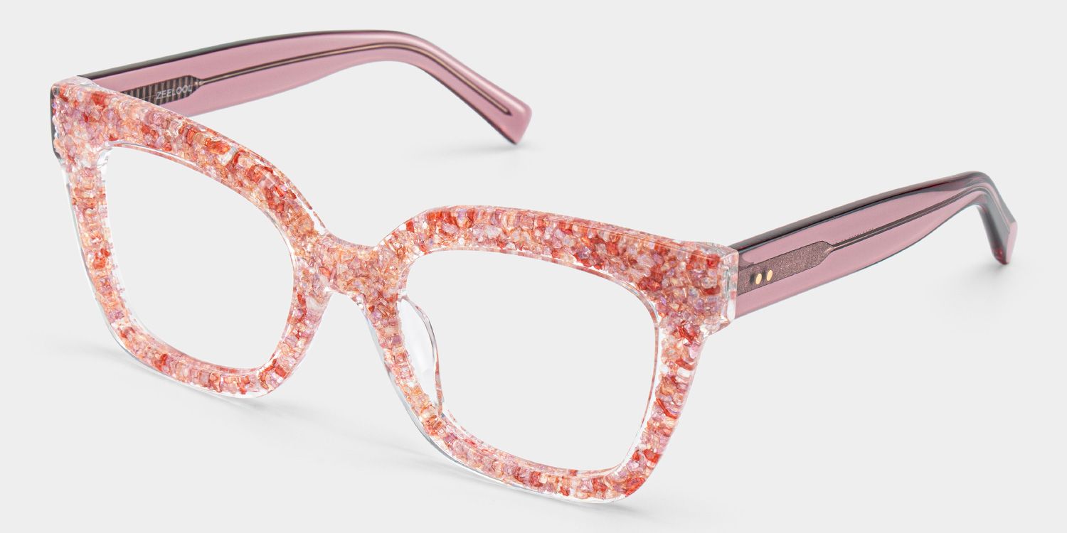 Renata Square Pink Glitter Glasses Frames for Women | ZEELOOL3