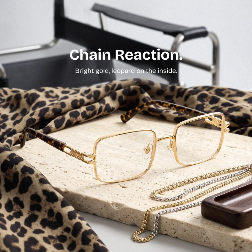 Olivia Gold Rectangle Glasses