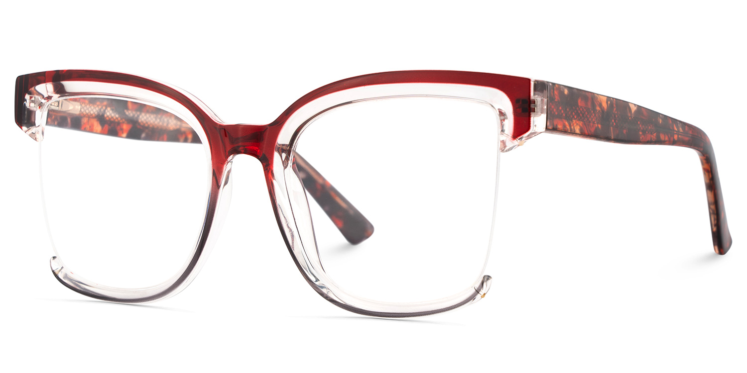 Square Cadogan Red- Gray Frame Glasses | ZEELOOL UK2
