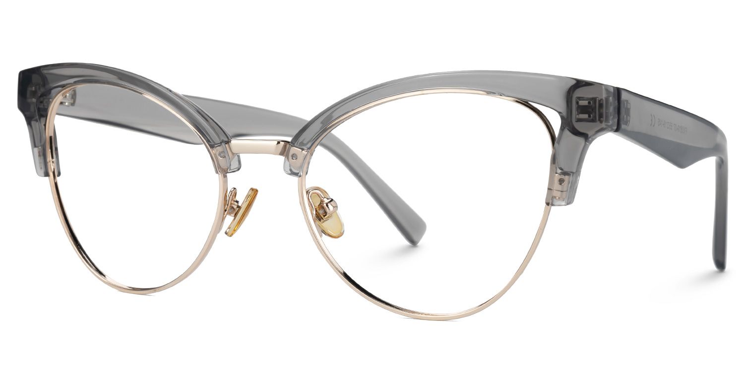 Charlene Browline Gray Eyeglasses and Cateye Frames1