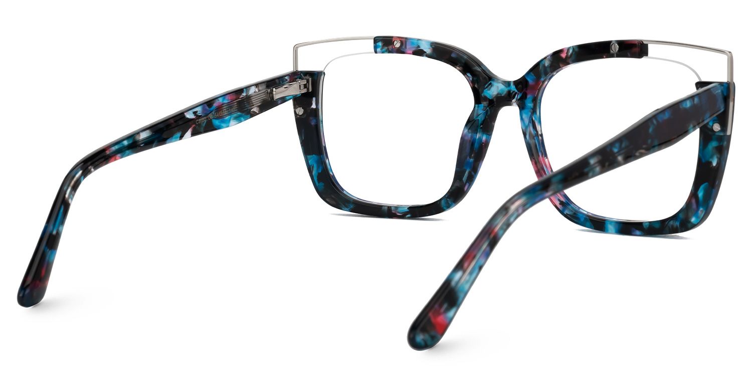 Blue Mixed-Material Square Eyeglasses- Dortch3