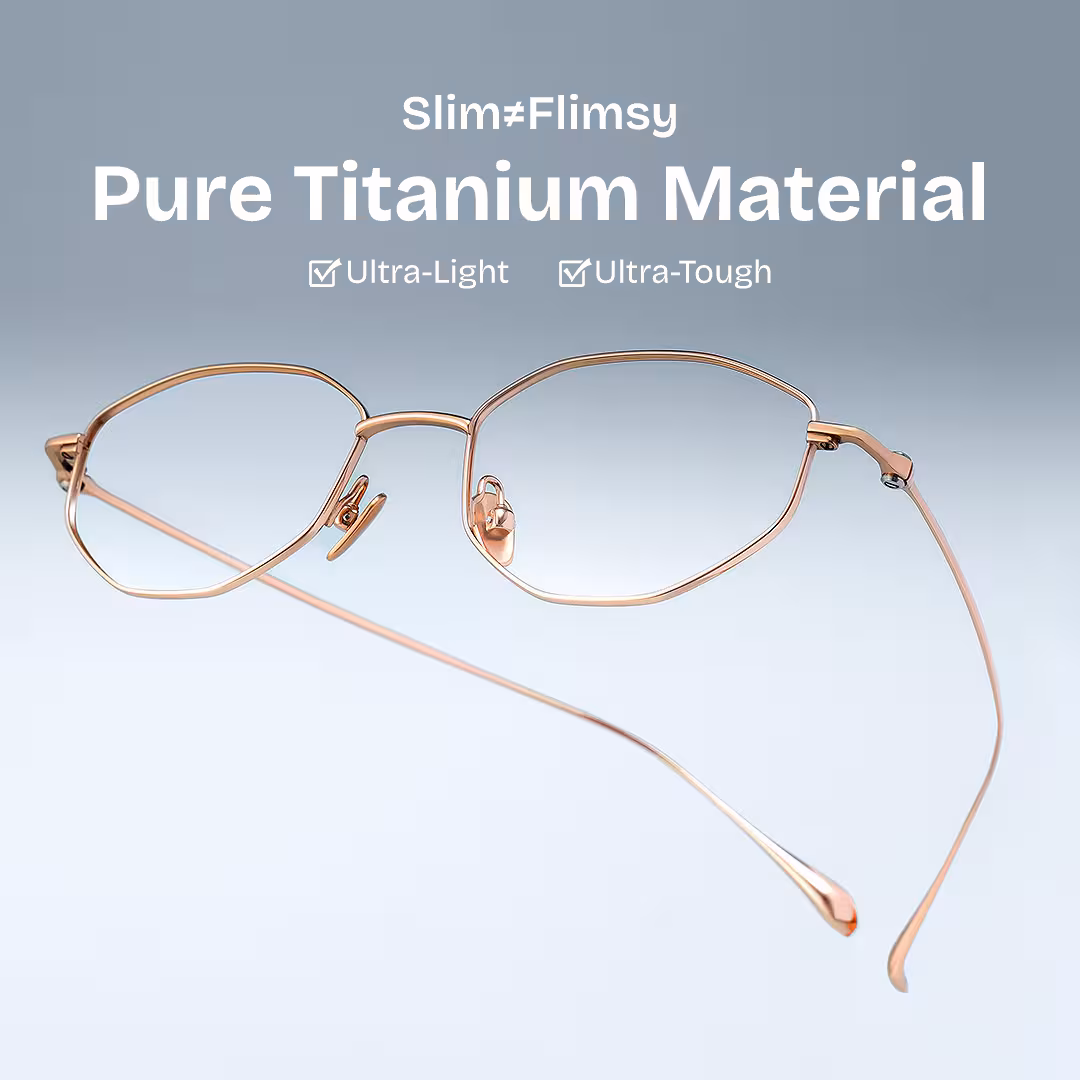 Everett Gold Frame Glasses with Geometric Frame Online |  ZEELOOL UK1