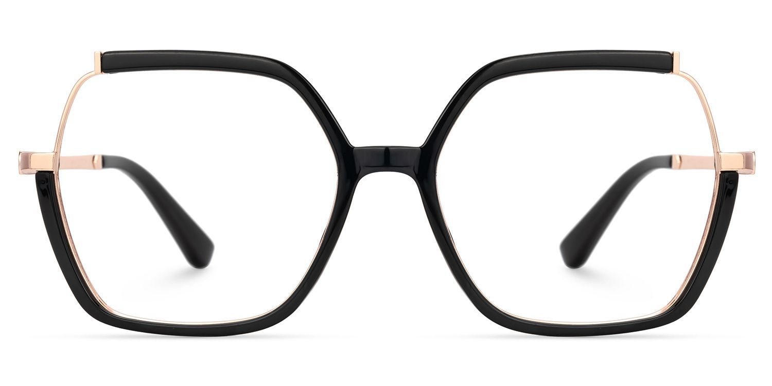 Alexia Mixed-Materials Square Black Frame Glasses | Zeelool0
