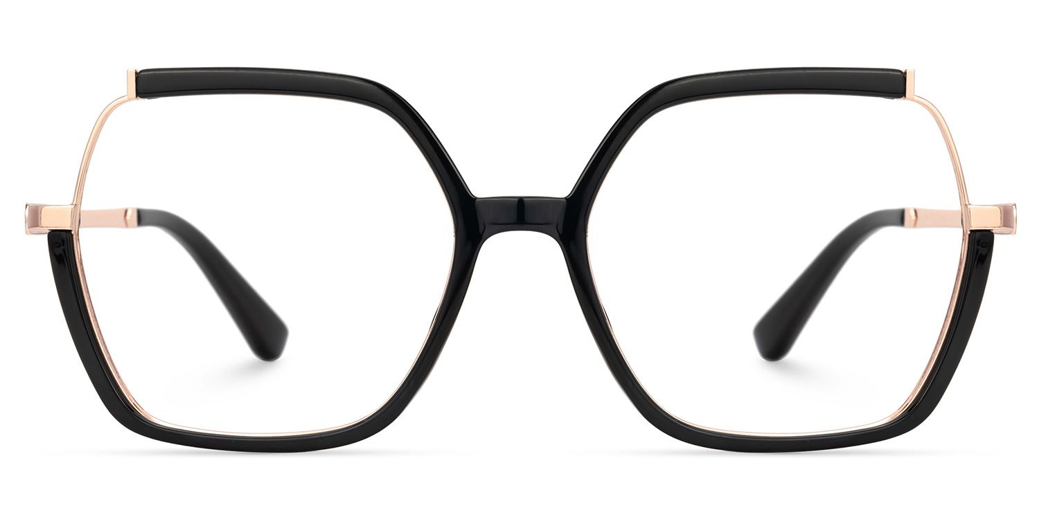 Alexia Mixed-Materials Square Black Frame Glasses | ZEELOOL UK0