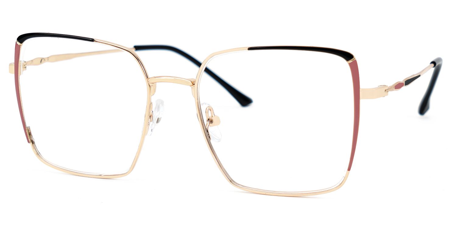 Baez Metal Red and Black Glasses Frames with Square Shape | ZEELOOL UK1